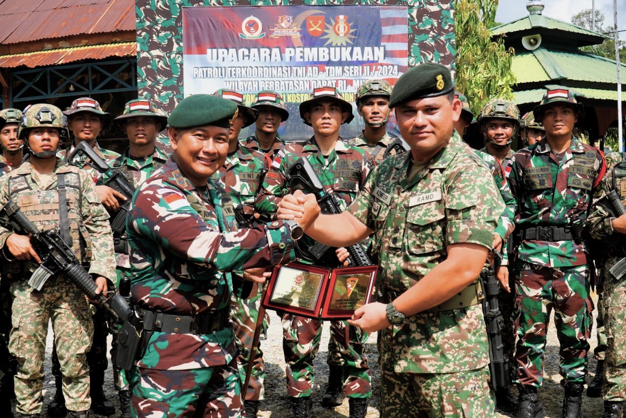 Satgas Pamtas Yonarmed 11 Kostrad Gelar Upacara Pembukaan Patroli Terkoordinasi Seri II RI-Malaysia Tahun 2024