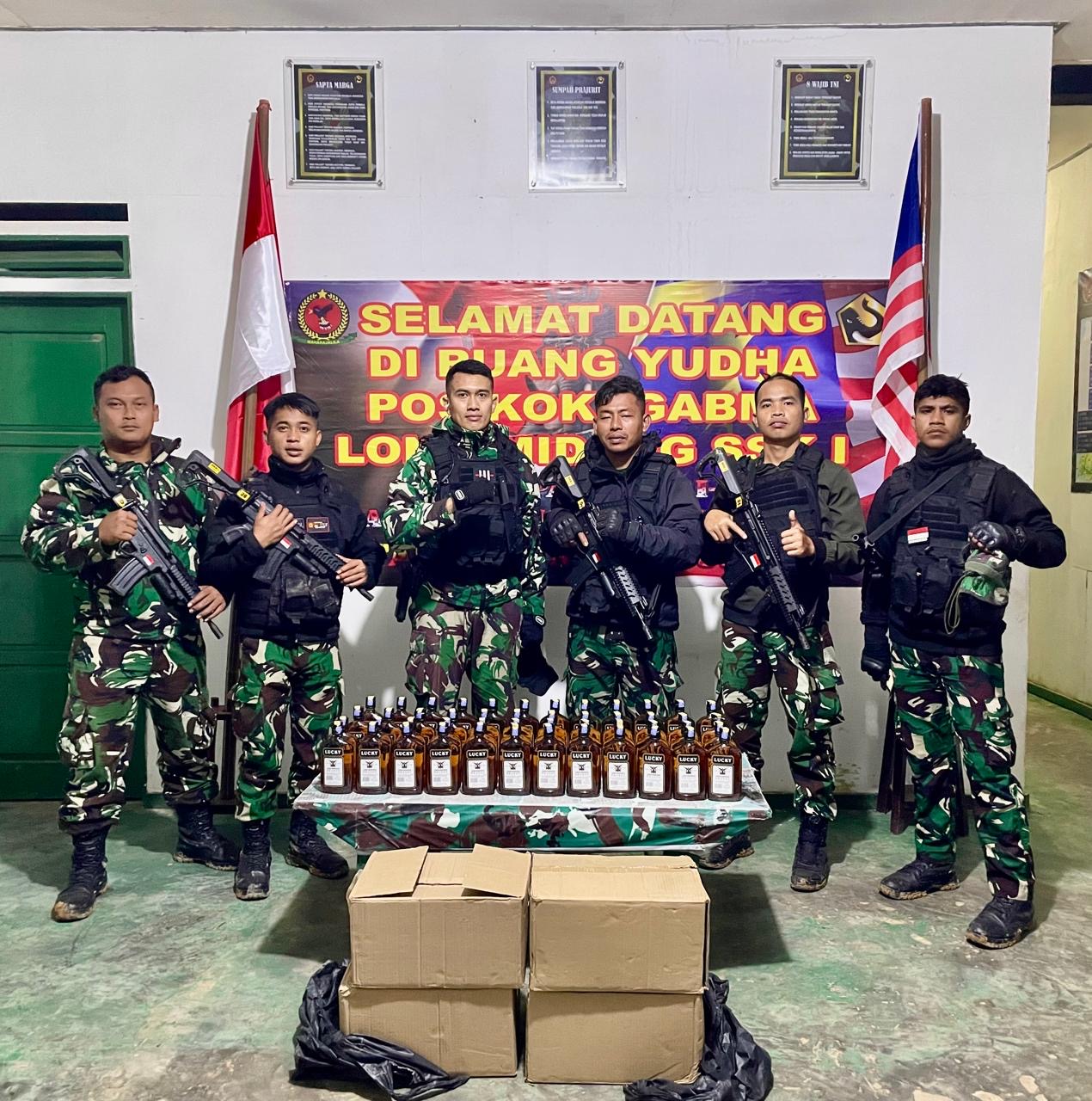 Satgas Yonzipur 8/SMG Gagalkan Dua Upaya Penyelundupan Miras di Perbatasan RI-Malaysia