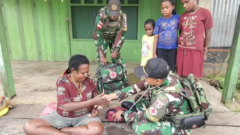 Satgas Yonif 614/Raja Pandhita Berikan Layanan Kesehatan Gratis Untuk Masyarakat Papua