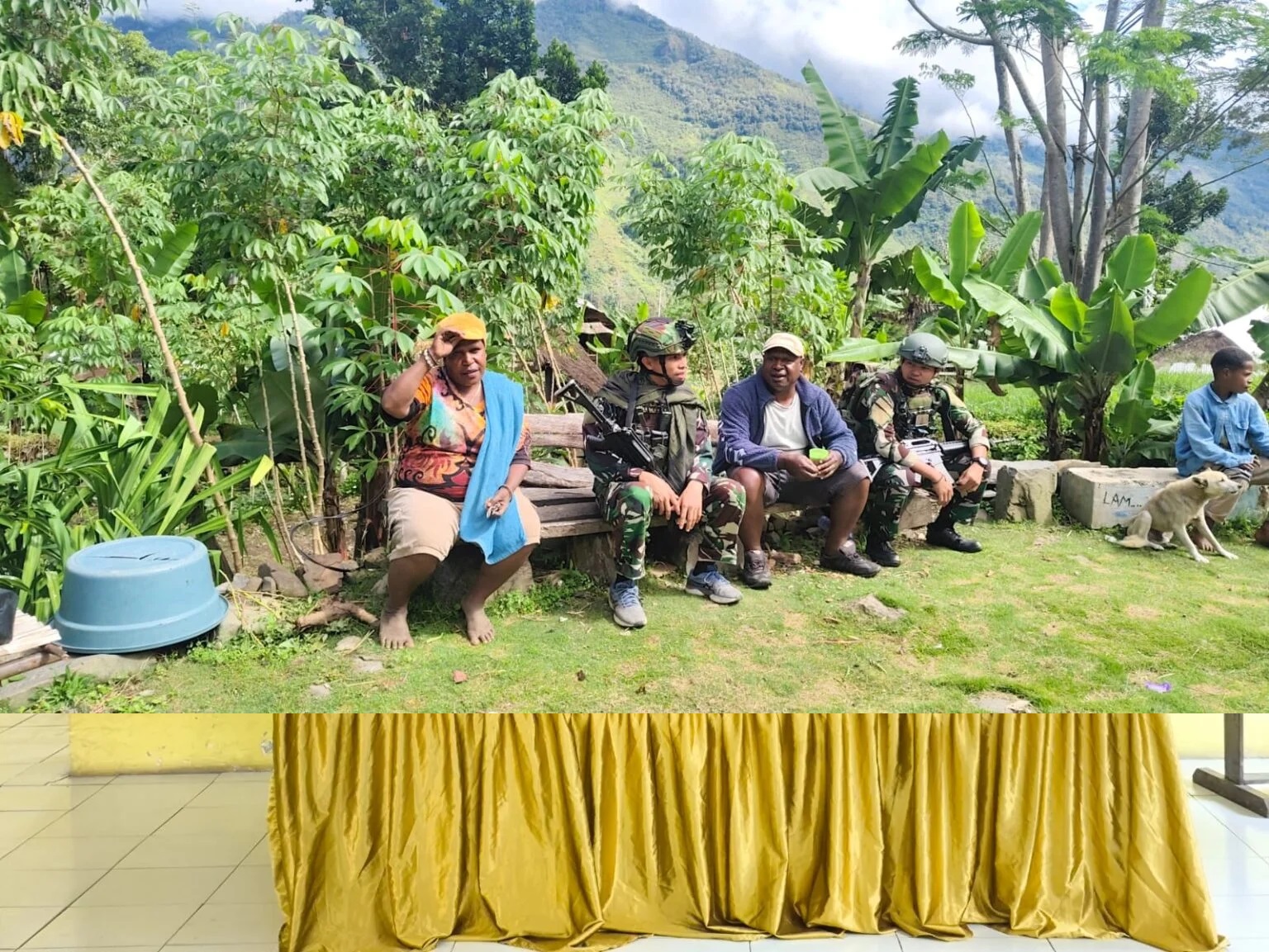 Anjangsana Satgas Yonif 614/Raja Pandhita di Rumah Kepala Desa Kanggimaluk