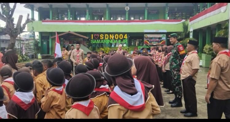 Babinsa Berikan Pembekalan Materi Kepramukaan Kepada Siswa-Siswi