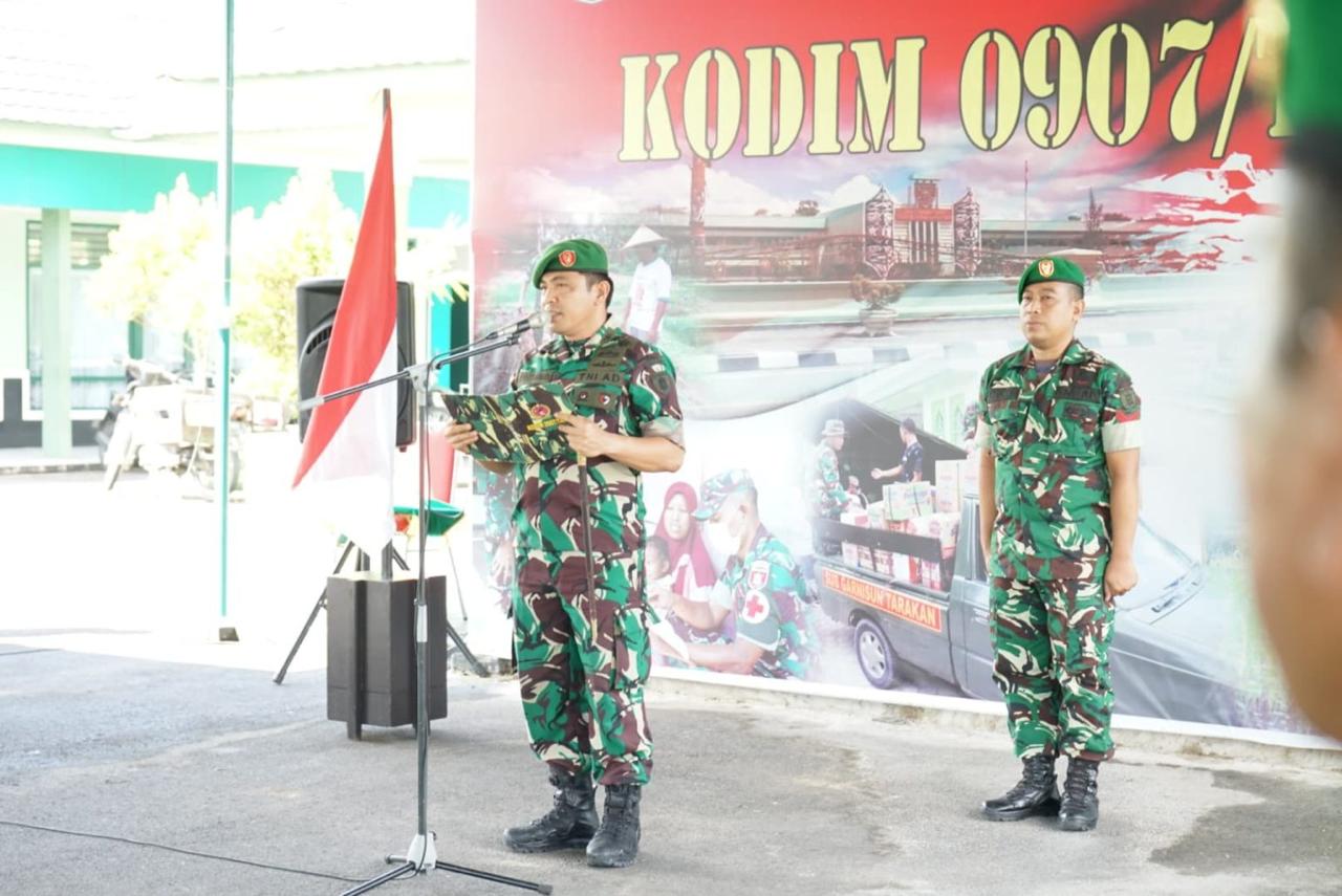 Dandim 0907/Trk Pimpin Acara Korp Raport Pindah Satuan, Penerimaan Prajurit Dan Purna Tugas