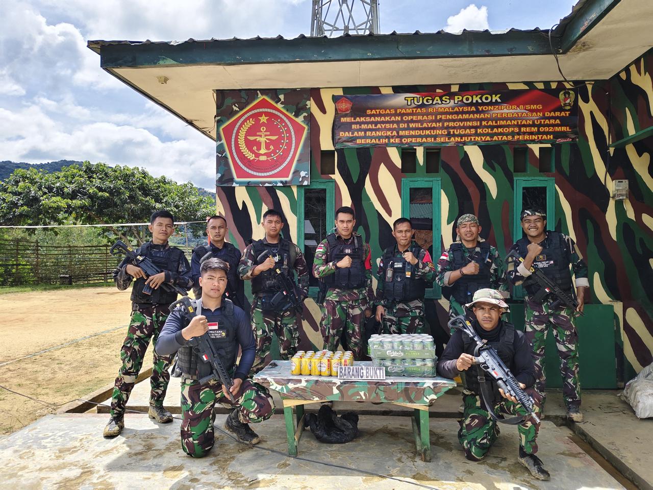 Lagi-lagi, Satgas Pamtas RI-Malaysia Yonzipur 8/SMG Gagalkan Penyelundupan Barang Ilegal di Perbatasan