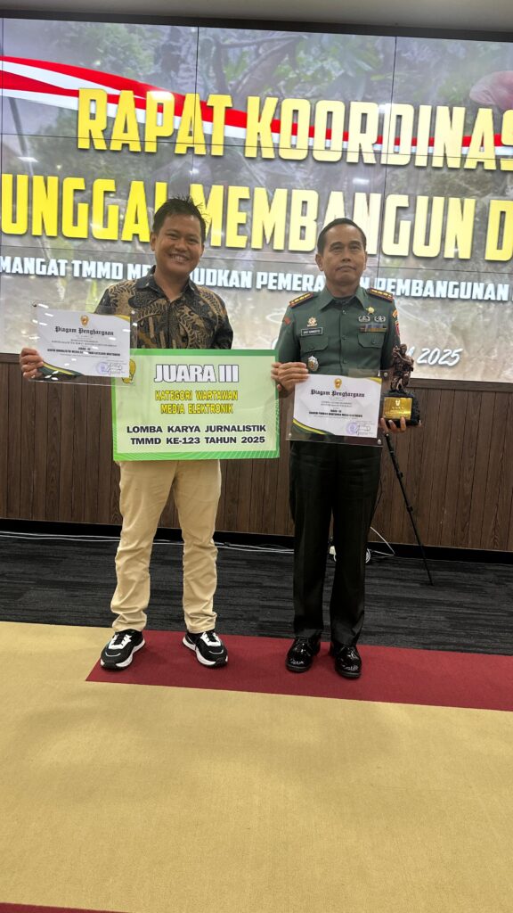 Kodim 0912/Kubar Raih Juara 3 TMMD ke-123 Tahun 2025 Kategori Media Elektronik