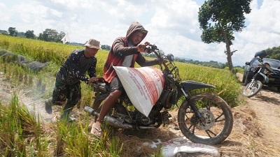 Kepedulian Satgas TMMD: Ulurkan Tangan Bantu Petani Bawa Hasil Panen