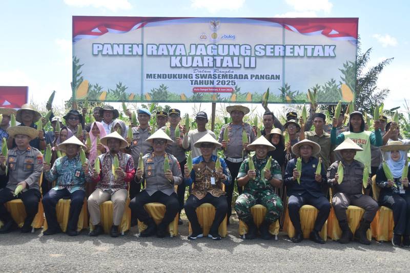 Panen Raya Jagung Serentak Kuartal II, Kodim 1003/HSS dan Polres HSS Tunjukkan Komitmen