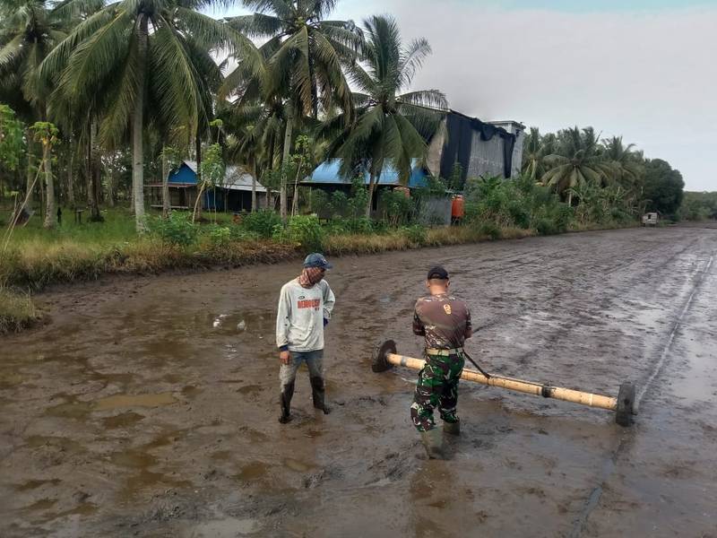 Babinsa Koramil 0908-02/Muara Badak Bantu Petani Tanam Padi Di Desa Binaan