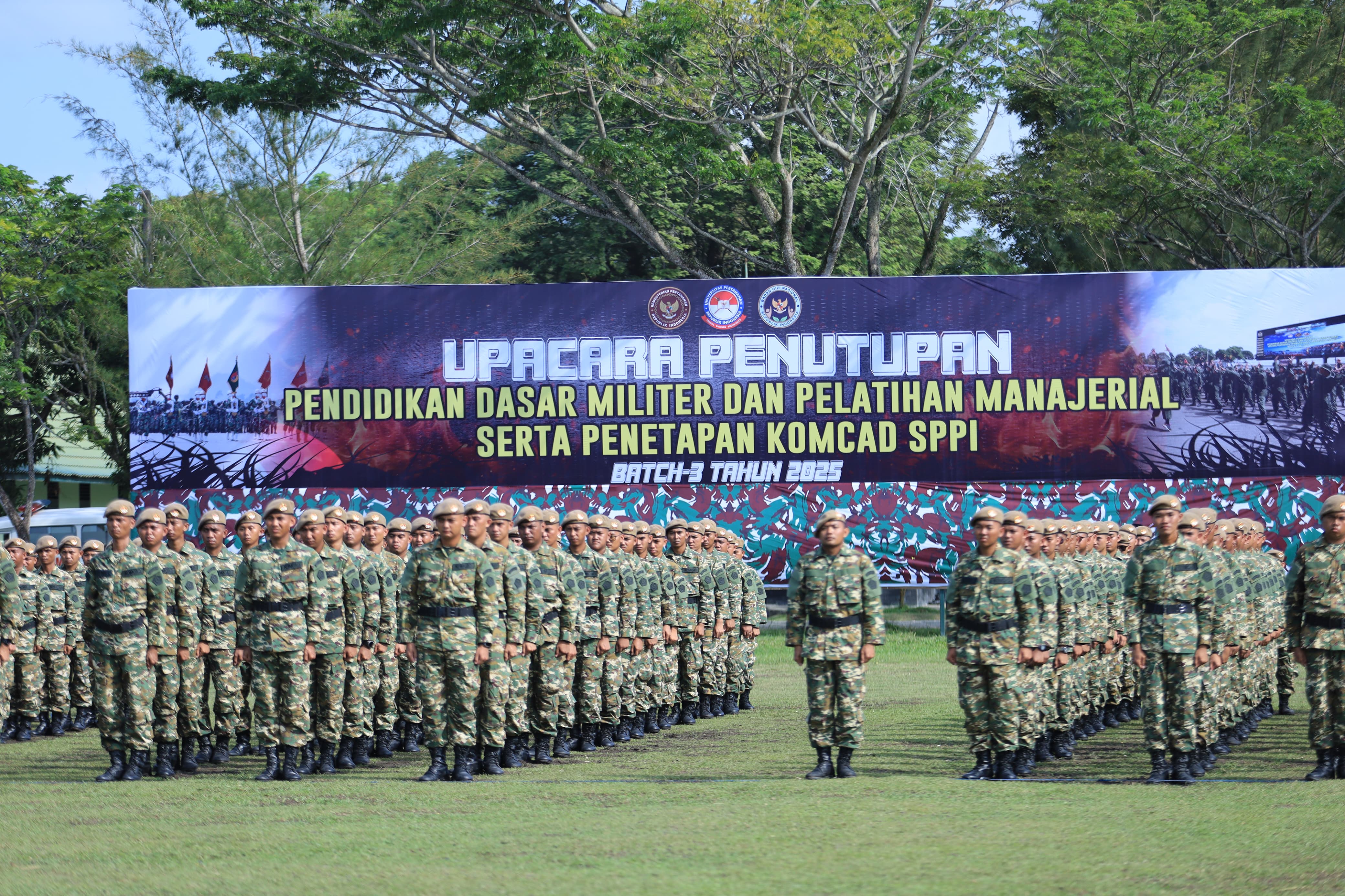 Penutupan Pendidikan Dasar Militer dan Pelatihan Manajerial SPPI Batch 3 Tahun 2025: TNI Siap Dukung Program Strategis Nasional